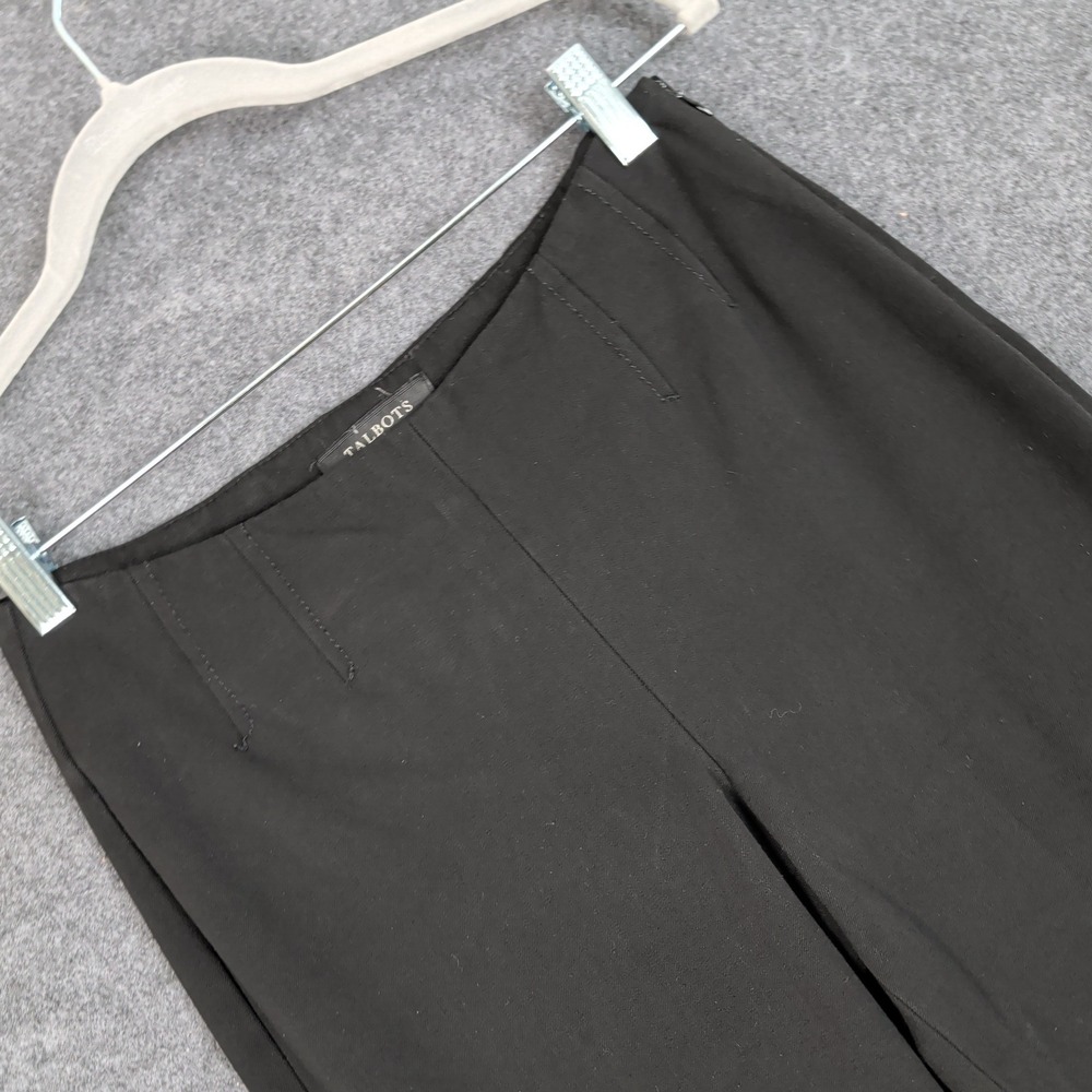 Talbots Petites Black Slim Straight Leg Side Zip Trousers Pants Size 4P